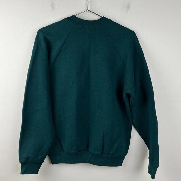 Vintage Blank Crewneck Sweatshirt Mens M Green Raglan Fruit Of The Loom 90s USA - Picture 2 of 4